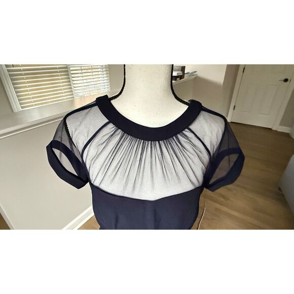 Maggy London Illusion Navy Blue Special Occasion Party Holiday Cocktail Dress, 8